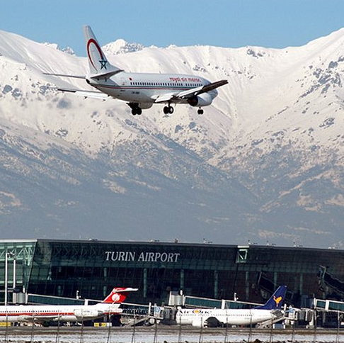 Plane Landing at Turin Airport